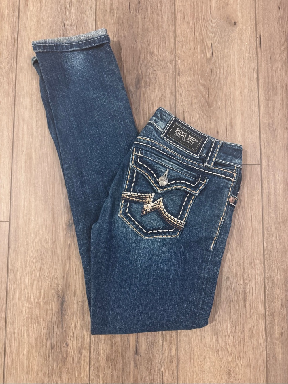 Miss Me Dark Blue Embroidered Pocket Women's ‘Irene’ Skinny Jeans, Size 30